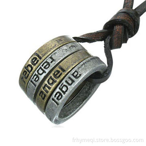 Vintage Style Necklace Pendant with Leather Rope, OEM Orders Welcomed